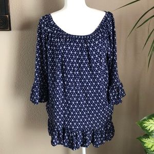 🔴Navy Blue Diamond Pattern Blouse🔴